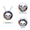 wholesale 925 Sterling Silver Rainbow Crystal Panda Charm Necklace for Women's Gifts-0-5