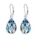 wholesale 925 Sterling Silver Abalone Shell Tulip Flower Teardrop Leverback Earrings-0-0