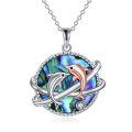 wholesale 925 Sterling Silver Abalone Shell Dolphins Pendant Necklace - Mother's Day Gifts for Her-0-0