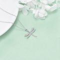 wholesale 925 Sterling Silver CZ Dragonfly Pendant Necklace for Women Girls Teens s-0-4