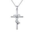 wholesale 925 Sterling Silver Cross with Bee and Flower Design Keepsake Jewelry Box for Ashes Memory Holder-0-0