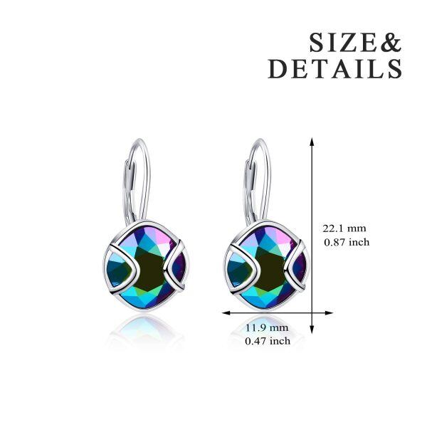 Sterling Silver Metallic Green Crystal Silver Plated Leverback Earrings-2