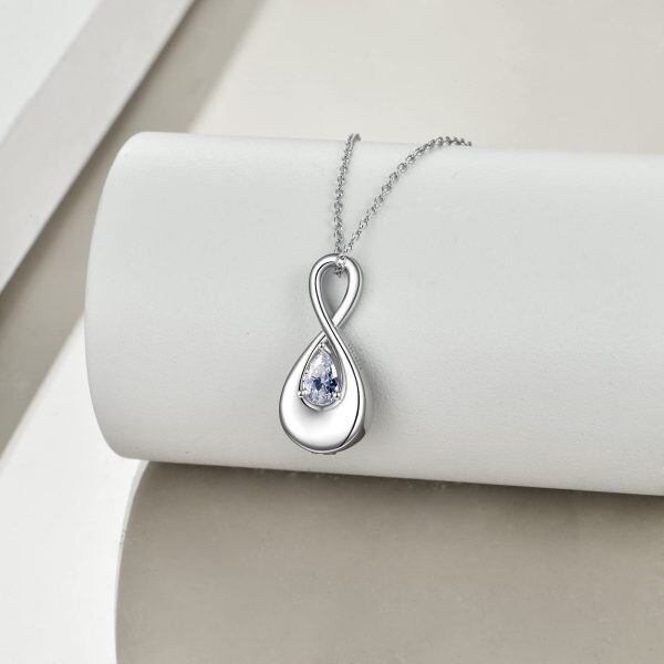 Sterling Silver Crystal Silver Plated Infinity Urn Necklace-3