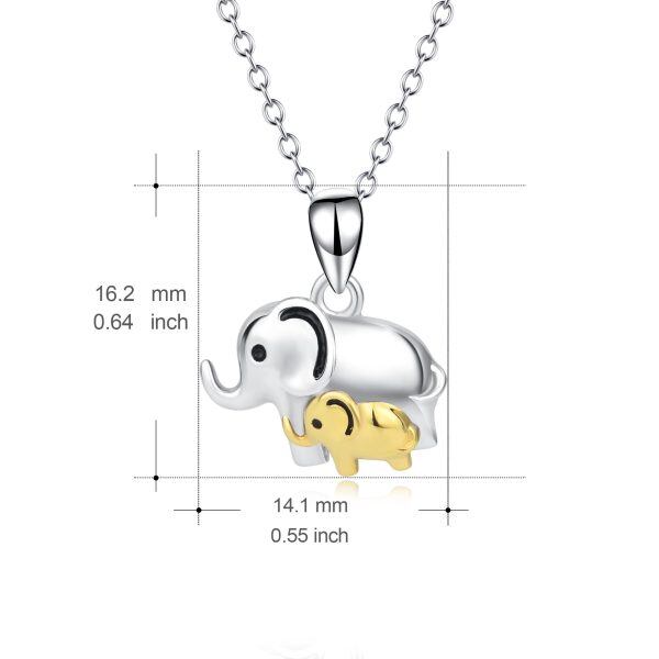 Sterling Silver Two Tone Color Good Lucky Elephant Pendent Necklace -2