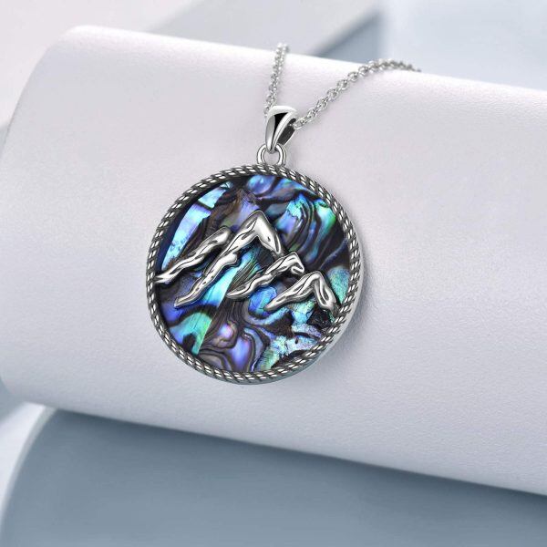 Sterling Silver Zircon Rhodium Plated Mountain Necklace-3