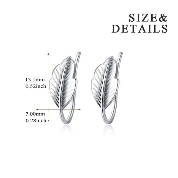 Sterling Silver Silver Plated Leaf Ear Climber Earrings-3