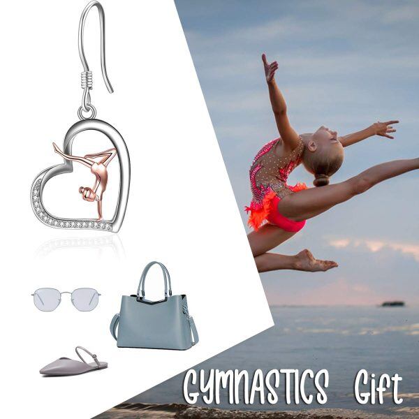 Sterling Silver Zircon Rhodium And Rose Gold Plated Gymnastics Earrings-5