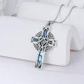 wholesale 925 Sterling Silver Celtic Cross Abalone Shell Inlay Pendant Necklace for Men Women Surfing  48cm Chain Length-0-3