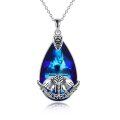 wholesale 925 Sterling Silver Teardrop Blue Crystal Elephant Pendant Necklace for Women Gifts-0-0