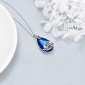 wholesale 925 Sterling Silver Teardrop Blue Crystal Elephant Pendant Necklace for Women Gifts-0-2