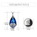 wholesale 925 Sterling Silver Teardrop Blue Crystal Elephant Pendant Necklace for Women Gifts-0-3