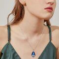 wholesale 925 Sterling Silver Teardrop Blue Crystal Elephant Pendant Necklace for Women Gifts-0-4