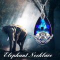 wholesale 925 Sterling Silver Teardrop Blue Crystal Elephant Pendant Necklace for Women Gifts-0-5