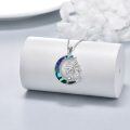 wholesale 925 Sterling Silver Abalone Shell Crescent Moon with Coconut Palm Tree Pendant Necklace for Women-0-2