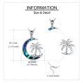 wholesale 925 Sterling Silver Abalone Shell Crescent Moon with Coconut Palm Tree Pendant Necklace for Women-0-4