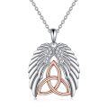 wholesale 925 Sterling Silver Celtic Knot Angel Wings Pendant Necklace with Rose Gold Triquetra Design for Women and Girls-0-0