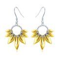 wholesale 925 Sterling Silver Yellow Gold Plated Sunflower Dangle Earrings - You Are My Sunshine Gift for Her-0-0