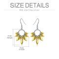 wholesale 925 Sterling Silver Yellow Gold Plated Sunflower Dangle Earrings - You Are My Sunshine Gift for Her-0-3