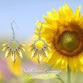 wholesale 925 Sterling Silver Yellow Gold Plated Sunflower Dangle Earrings - You Are My Sunshine Gift for Her-0-5