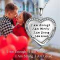 wholesale 925 Sterling Silver Heart Pendant I Am Enough Inspirational Quote Necklace s for Women-0-5