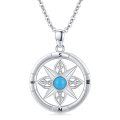 wholesale 925 Sterling Silver Natural Turquoise Compass Pendant Necklace for Women Men s-0-0