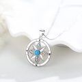 wholesale 925 Sterling Silver Natural Turquoise Compass Pendant Necklace for Women Men s-0-2