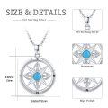 wholesale 925 Sterling Silver Natural Turquoise Compass Pendant Necklace for Women Men s-0-5
