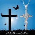 wholesale 925 Sterling Silver Butterfly Heart Cross Pendant Necklace s for Women Girls-0-5