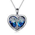 wholesale 925 Sterling Silver Blue Crystal Heart Tree of Life Pendant Necklace Gift-0-0