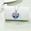 wholesale 925 Sterling Silver Blue Crystal Heart Tree of Life Pendant Necklace Gift-0-3