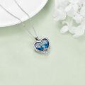 wholesale 925 Sterling Silver Blue Crystal Heart Tree of Life Pendant Necklace Gift-0-4
