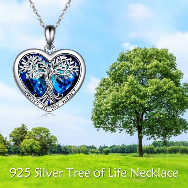 Sterling Silver Crystal Rhodium Plated Tree Of Life Necklace-5