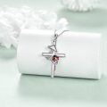 wholesale 925 Sterling Silver Cross with Red Ladybug and Mushroom Charm Pendant Necklace for Women Mother's Day Gifts-0-2