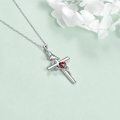 wholesale 925 Sterling Silver Cross with Red Ladybug and Mushroom Charm Pendant Necklace for Women Mother's Day Gifts-0-3