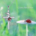 wholesale 925 Sterling Silver Cross with Red Ladybug and Mushroom Charm Pendant Necklace for Women Mother's Day Gifts-0-5