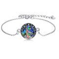 wholesale 925 Sterling Silver Moon Wolf Link Chain Ankle Bracelet w/ Abalone Shell & Stars for Women Teen Girls-0-0