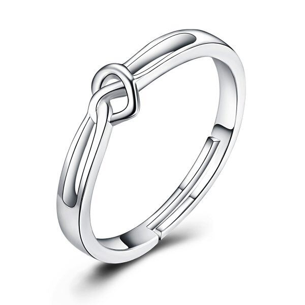 Sterling Silver Silver Plated Love Heart Knot Ring -0