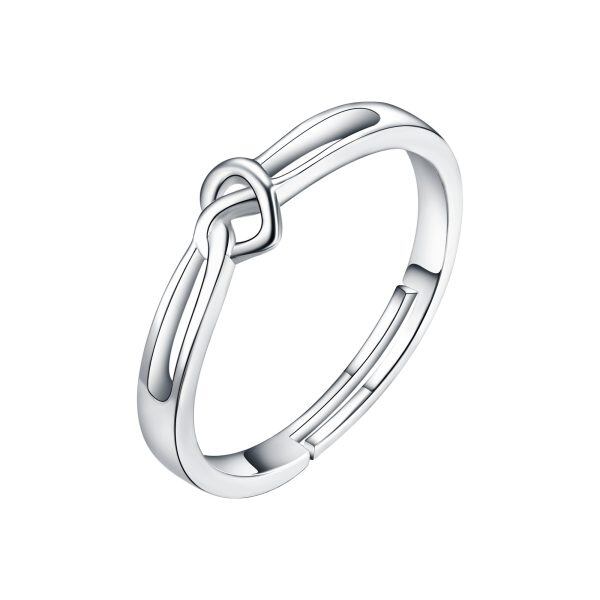 Sterling Silver Silver Plated Love Heart Knot Ring -3