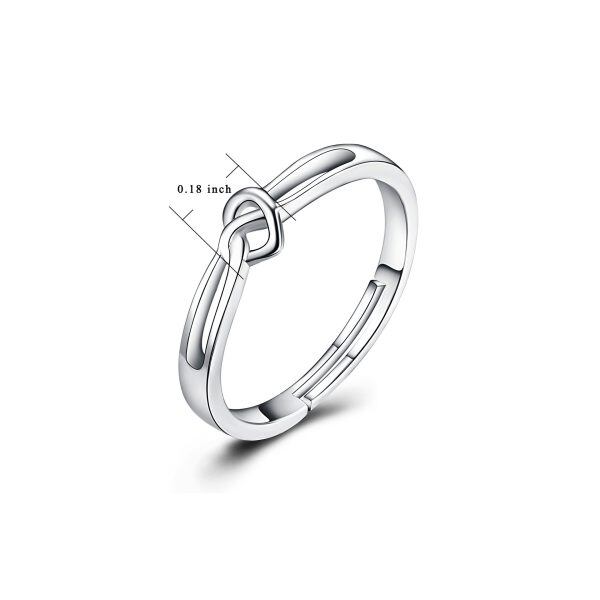 Sterling Silver Silver Plated Love Heart Knot Ring -5