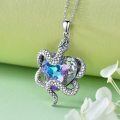 wholesale 925 Sterling Silver Purple Crystal Heart-Shaped Snake Pendant Necklace for Women s-0-2