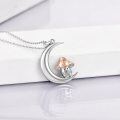 wholesale 925 Sterling Silver CZ Mushroom on Crescent Moon Necklace - Cute Bunny Birthdays Gifts for Her-0-1