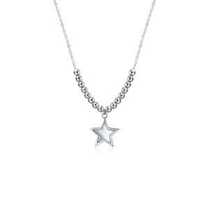 Sterling Silver Shell Silver Plated Star Pendant Necklace -0