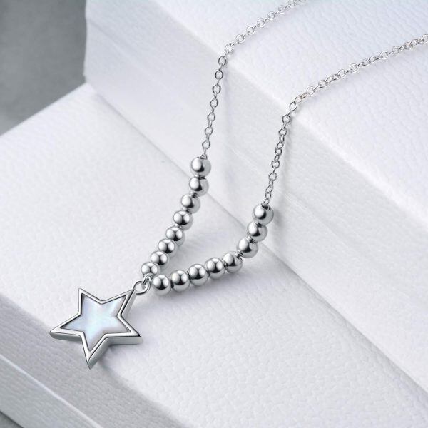 Sterling Silver Shell Silver Plated Star Pendant Necklace -1