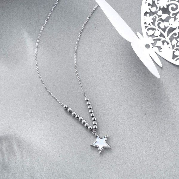 Sterling Silver Shell Silver Plated Star Pendant Necklace -2