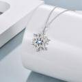 wholesale 925 Sterling Silver Blue Crystal Snowflake Pendant Necklace for Women-0-1