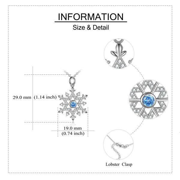 Sterling Silver Zircon Silver Plated Snowflake Pendant Necklace-3