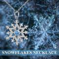wholesale 925 Sterling Silver Blue Crystal Snowflake Pendant Necklace for Women-0-4