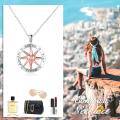 wholesale 925 Sterling Silver Rose Gold Heart Compass Pendant Necklace for Women-0-5