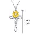 wholesale 925 Sterling Silver & Yellow Gold Plated Sunflower Cross Pendant Necklace for Women-0-2