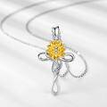 wholesale 925 Sterling Silver & Yellow Gold Plated Sunflower Cross Pendant Necklace for Women-0-3